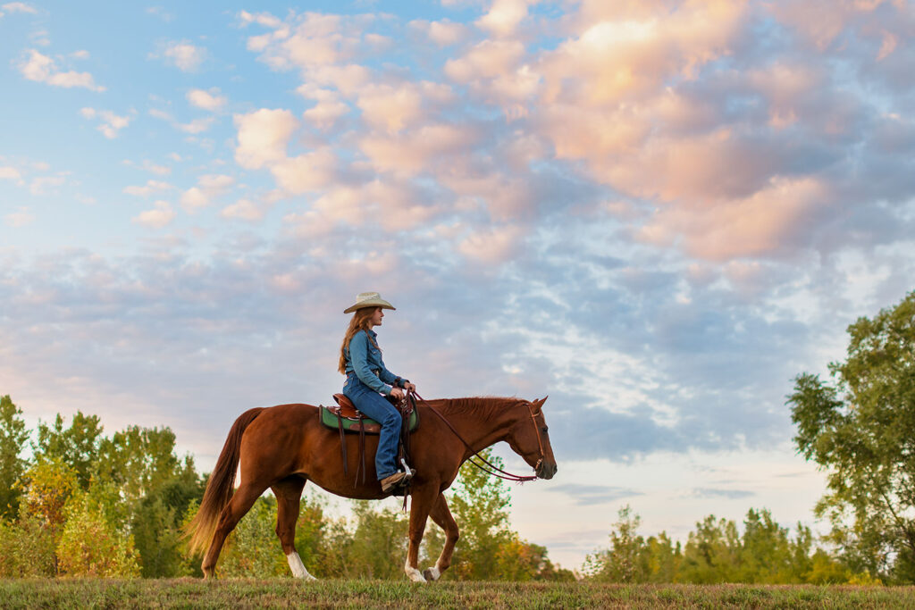 older horse and rider