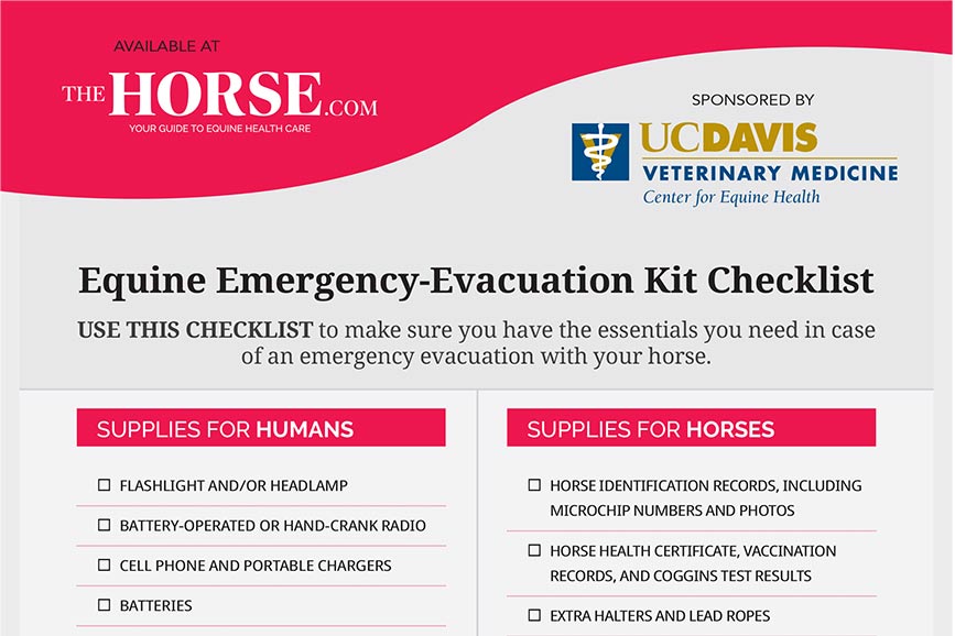 Equine Emergency Evacuation Kit Checklist